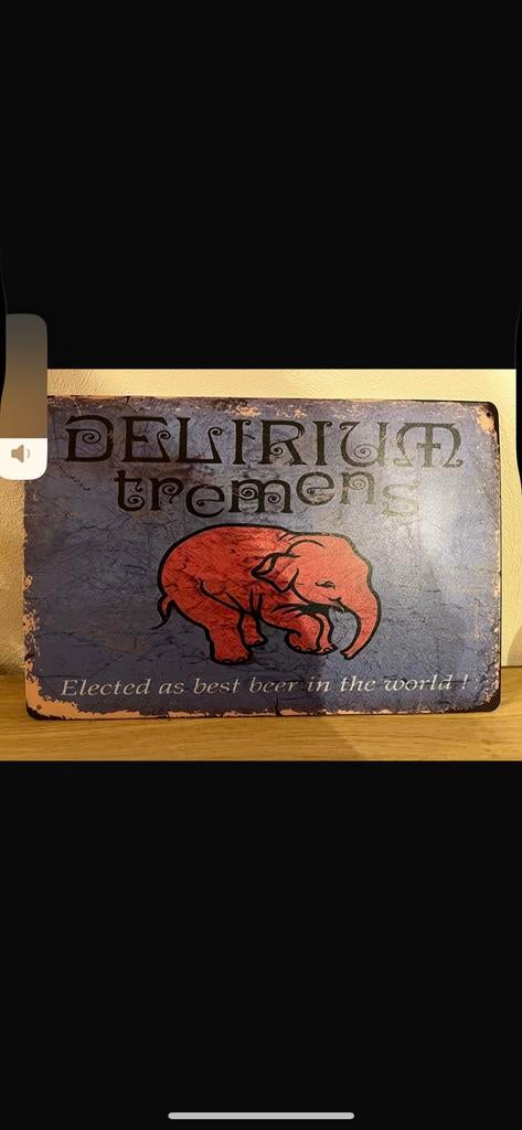 Delirium tremens metalen plaat, Verzamelen, Ophalen of Verzenden, Zo goed als nieuw