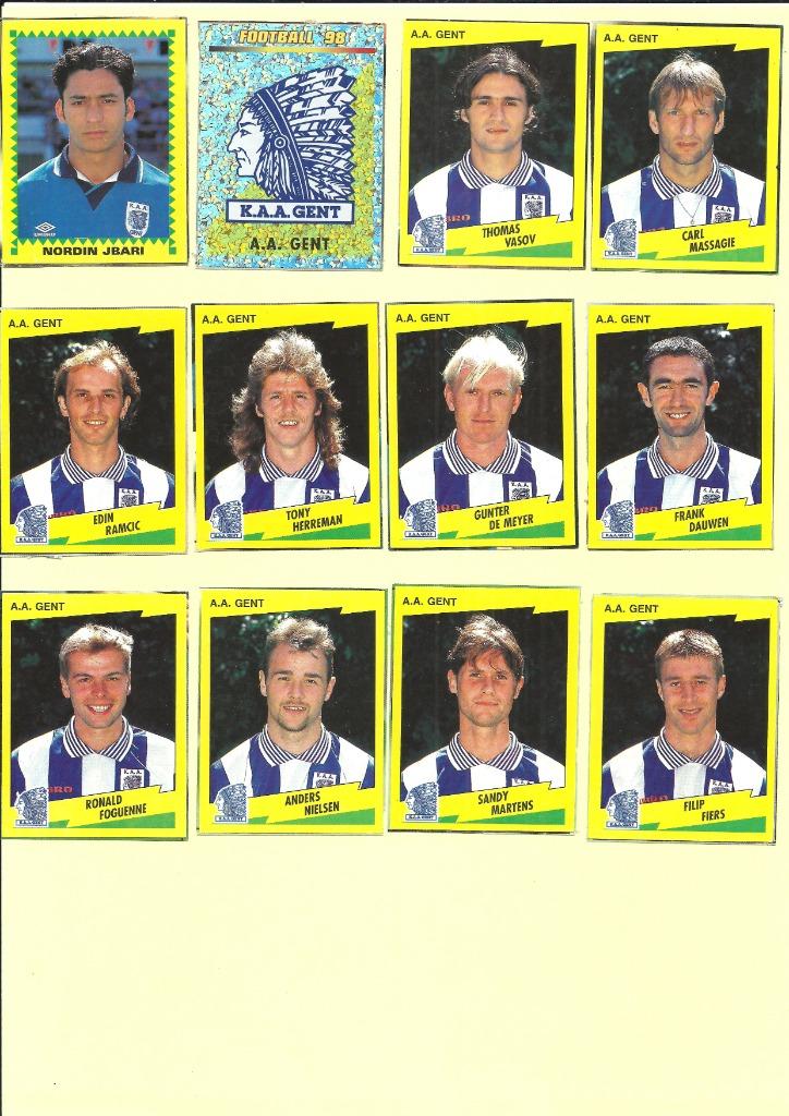 Panini Football 98 - AA Gent - recup, Hobby & Loisirs créatifs, Enlèvement ou Envoi, Utilisé, Plusieurs autocollants