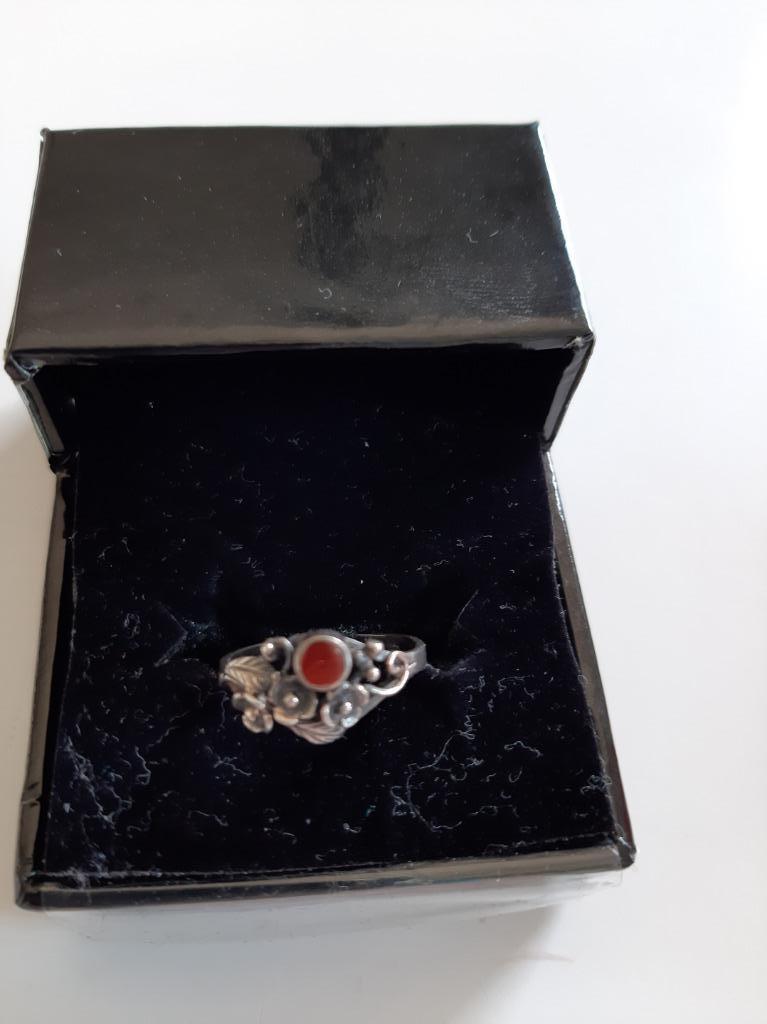 Pinkring mét Zilvermerk en ingezet steentje, Zo goed als nieuw, Dame, Zilver, Zilver