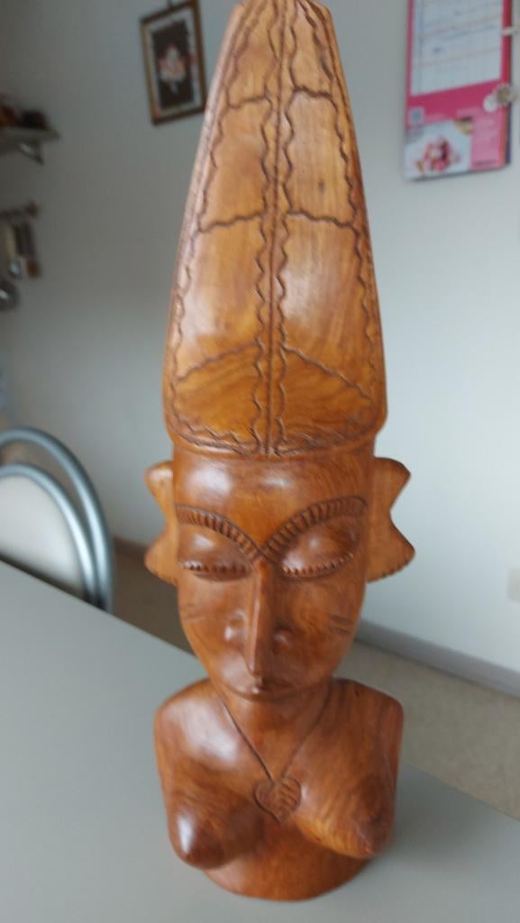 Afrikaans gesneden houten buste, Antiek en Kunst, Ophalen
