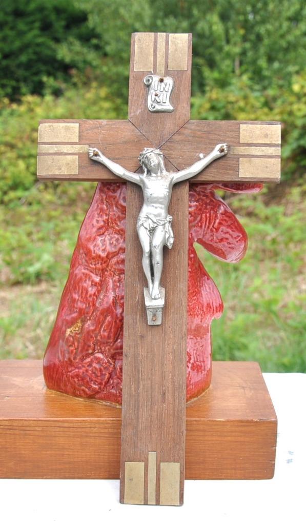 crucifix mural avec incrustation laiton, Antiquités & Art, Antiquités | Objets religieux, Enlèvement ou Envoi