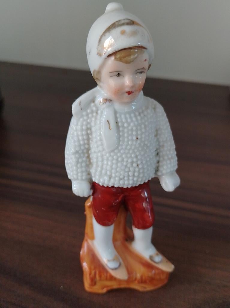 Antiek Duits Nubbly Bubble snow baby boy beeldje, Ophalen of Verzenden