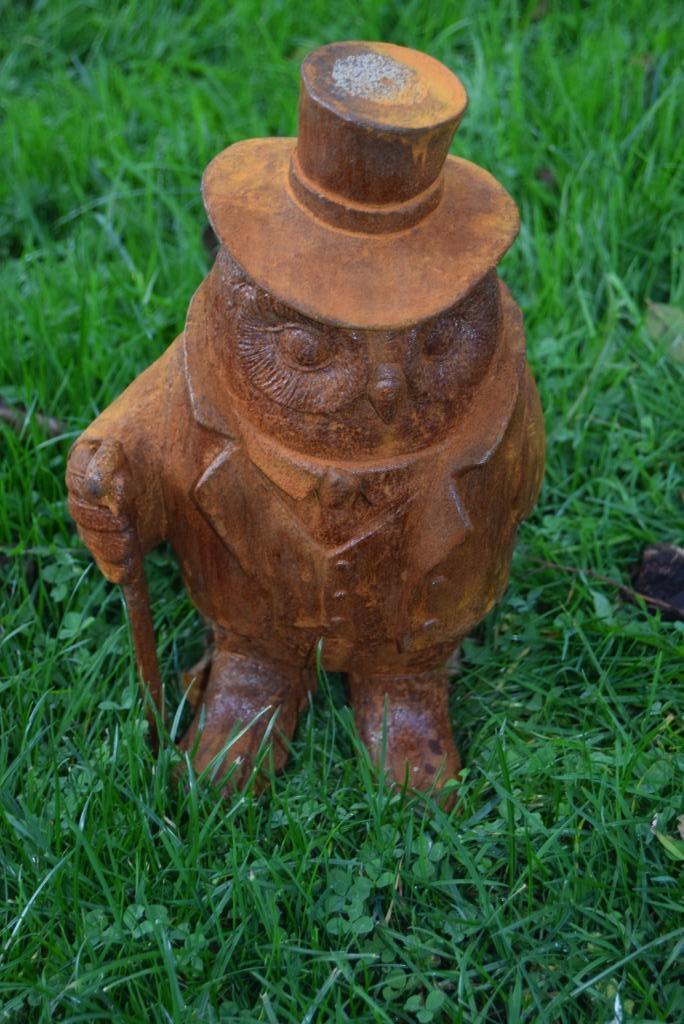 Grand hibou en fonte patinée rouille (maître hibou 30 cm ), Jardin & Terrasse, Enlèvement ou Envoi, Neuf, Autres matériaux, Animal