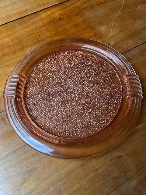 Plat à gâteaux, verre rose, Enlèvement