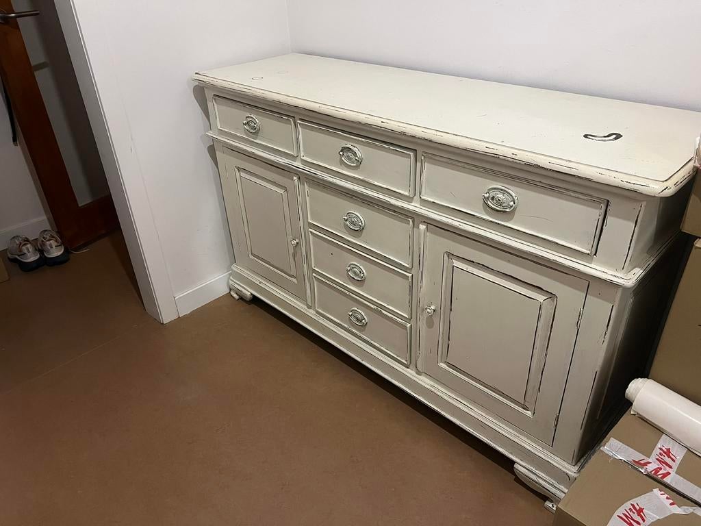 Witte kast met lades en deuren - vintage/shabby look, Ophalen, Zo goed als nieuw, Met lade(s)