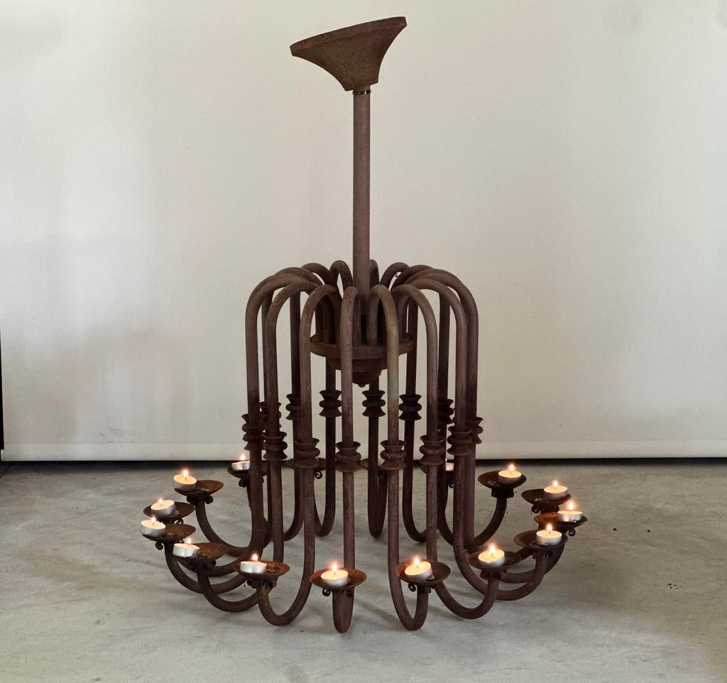 Antieke “kasteel” kroonluchter, Maison & Meubles, Lampes | Lustres, Enlèvement
