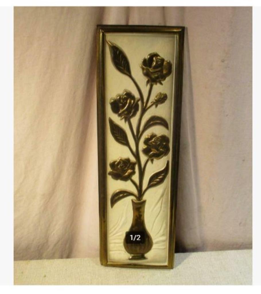 Mooi Vintage Kunstwerk 'Bloemen in Vaas' - 55x18, Huis en Inrichting, Woonaccessoires | Schilderijen, Tekeningen en Foto's, Ophalen of Verzenden