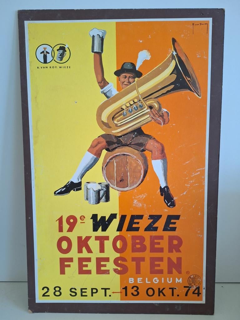 Bier reclamebord Wieze oktober feesten 1974, Verzamelen, Ophalen of Verzenden, Zo goed als nieuw