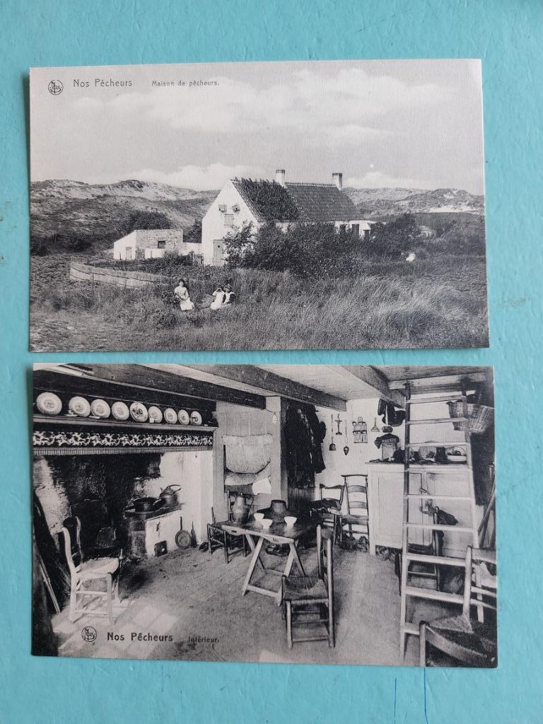 2 postkaarten :  Nos pêcheurs (Belgische kust), Ophalen of Verzenden