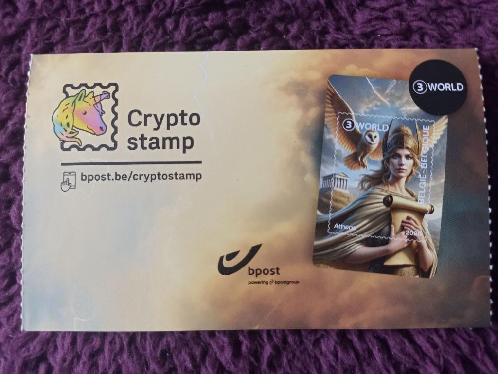 Cryptostamp 2025 België Athena Groen, Frankeerzegel, Ophalen of Verzenden, Postfris, Postfris