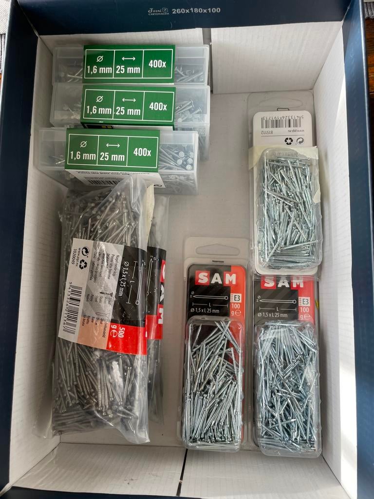 Nagels spijker lengte 25 mm 1,5 mm en 1,6 mm, Ophalen of Verzenden, Nieuw, Minder dan 50 mm, Spijkers