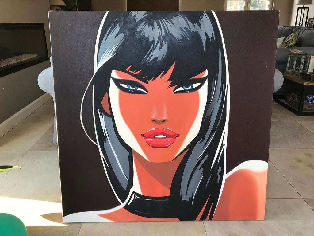Pop art canvas pin-up strip comic 100 x 100 cm, Ophalen