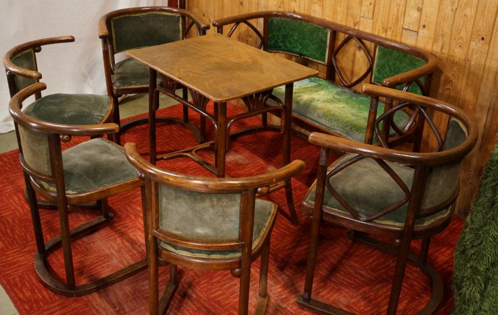 Josef Hoffmann Jugenstil Thonet Mazowia 5 Chair Bench table, Antiek en Kunst, Ophalen