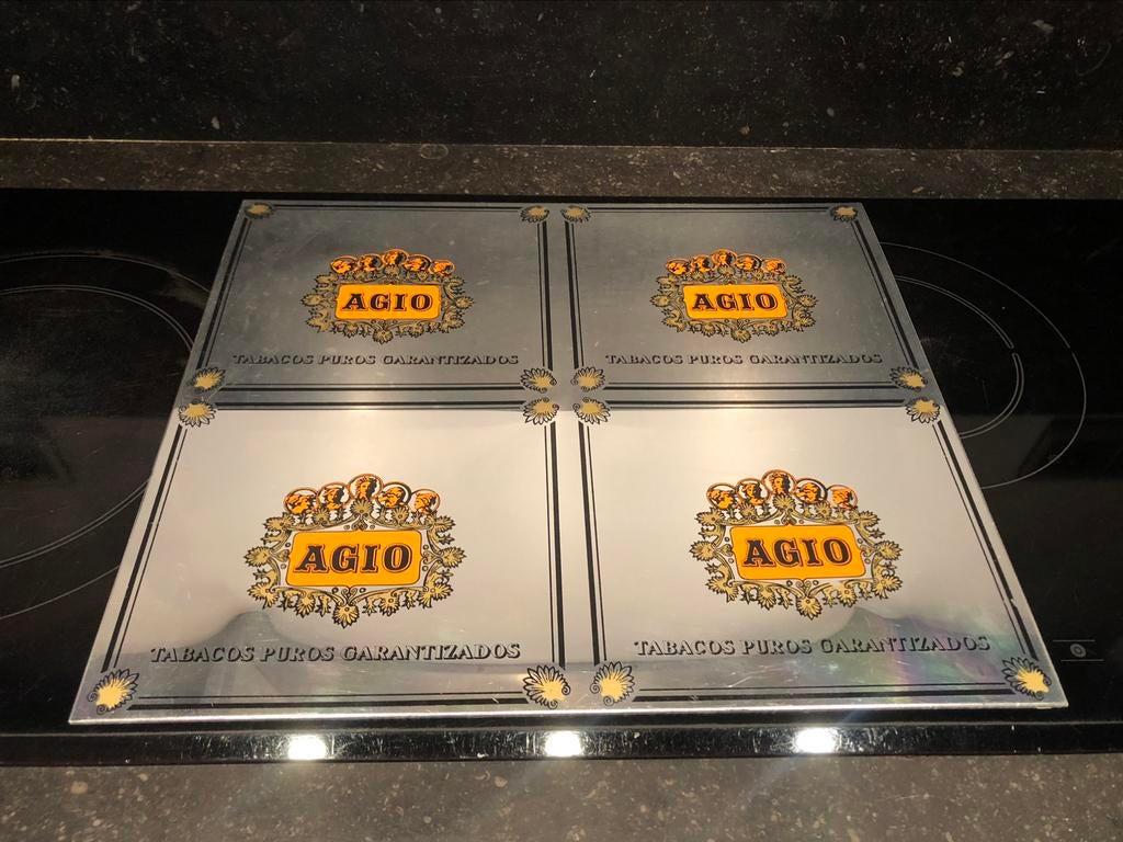 AGIO reclamespiegel kunststof, Ophalen of Verzenden, Gebruikt, Reclamebord