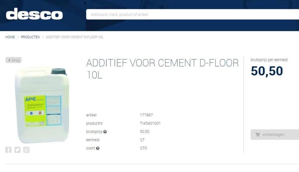 additief voor chape voor vloerverwarming, Enlèvement