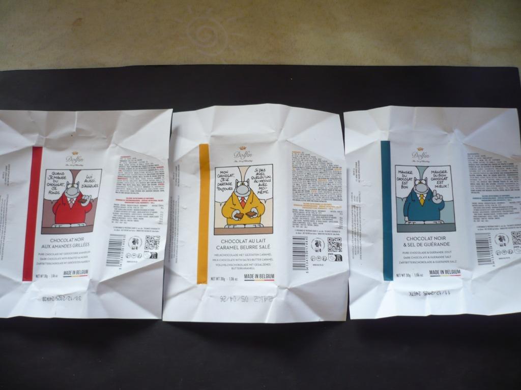 GELUCK:LE CHAT: 3 emballages chocolaterie DOLFIN, Collections, Enlèvement ou Envoi