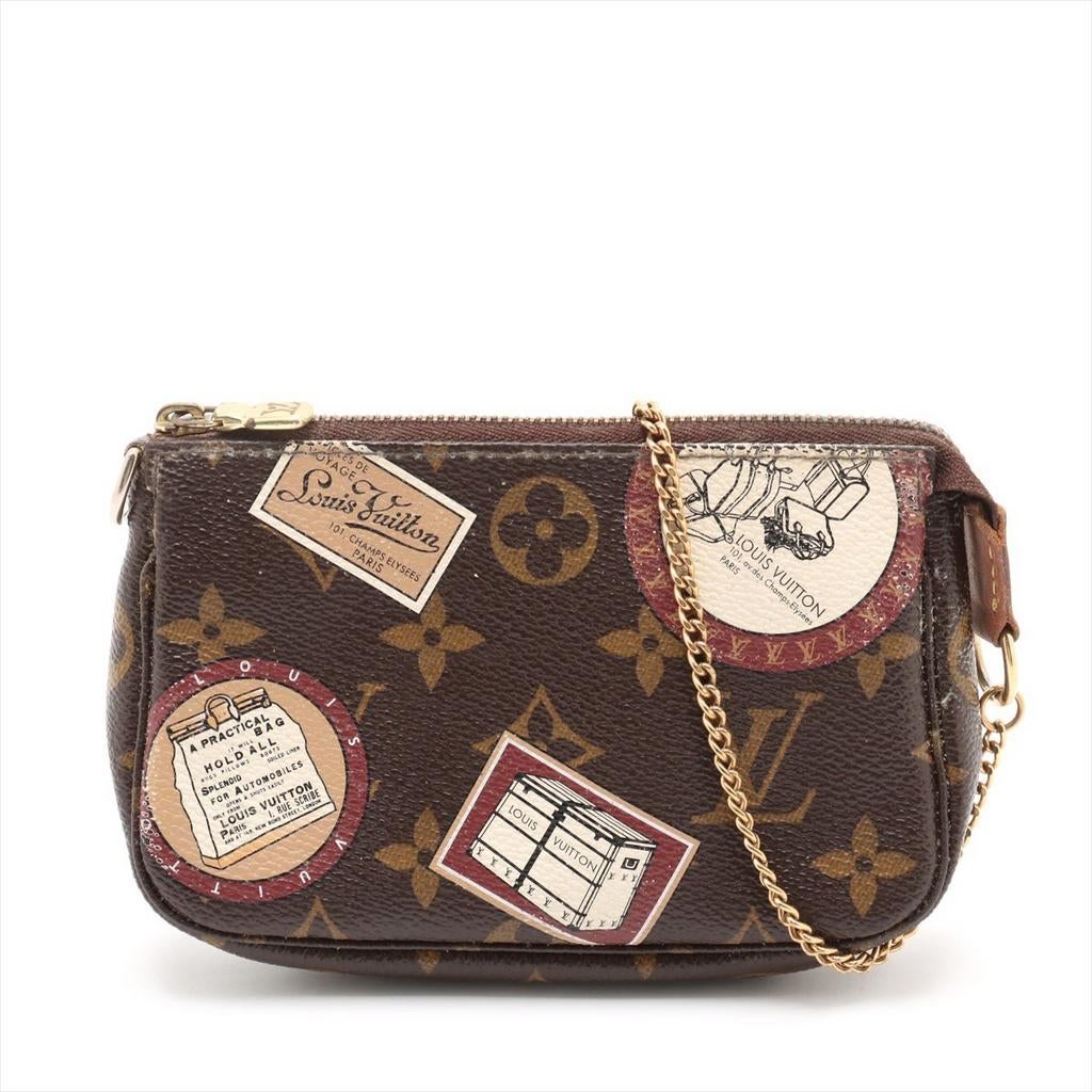 Louis Vuitton minitasje met graffiti-patch, Verzenden, Gebruikt, Bruin, Overige typen