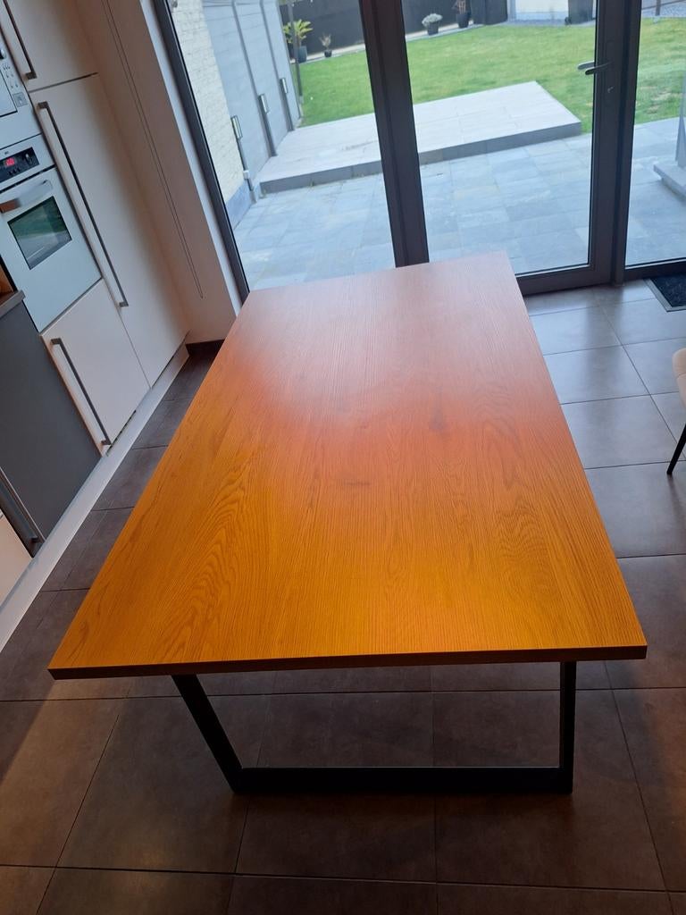 Keukentafel hout/zwart frame, Huis en Inrichting, Tafels | Eettafels, Nieuw, 50 tot 100 cm, Vijf personen of meer, Tijdloos
