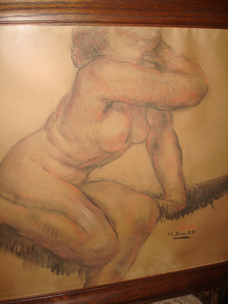 1930 GEORGES MORREN °1868-1941 Nue assise pastel/gouache, Enlèvement