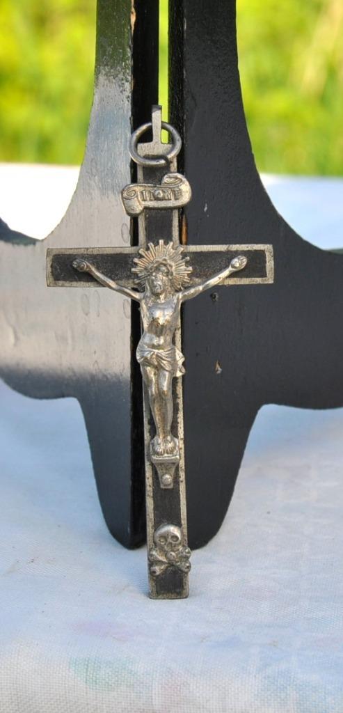 grande croix de cou bois avec cerclage et christ metal, Enlèvement ou Envoi