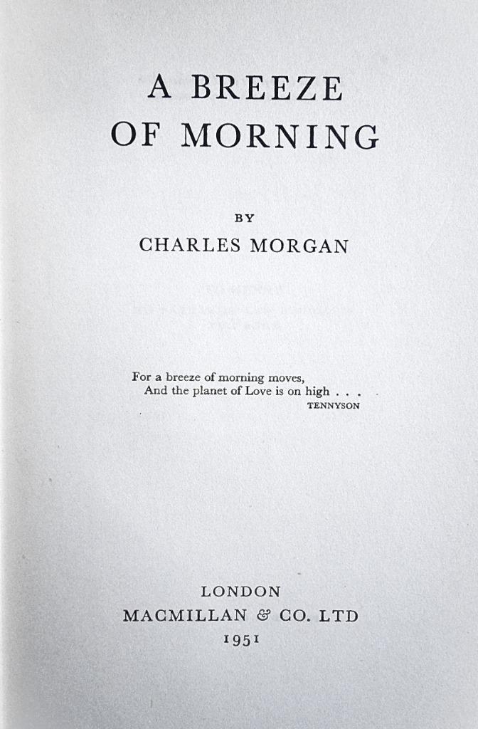 A Breeze of Morning - 1951 - Charles Morgan (1894-1958), Gelezen, Europa overig, CharlesMorgan (1894-1958), Verzenden