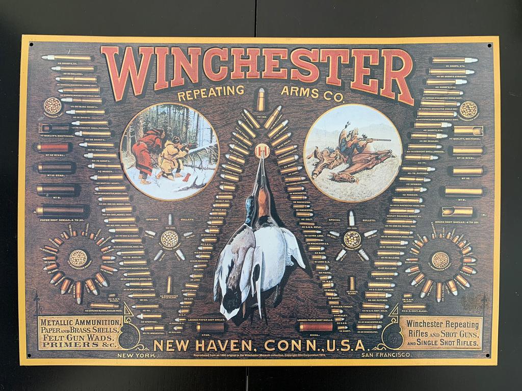 Winchester Ammunition : Metalen Bord, Antiek en Kunst, Ophalen of Verzenden