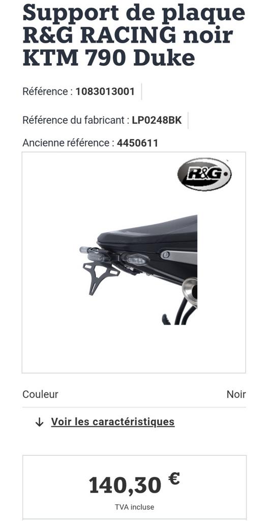 Support de plaque court pour KTM Duke 790