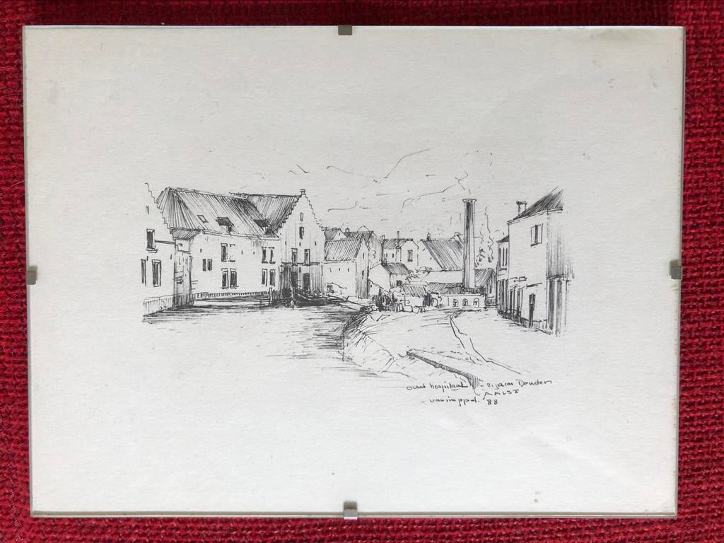 Kader kunstwerk ets Aalst Oud Hospitaal 1988, Antiek en Kunst, Ophalen of Verzenden