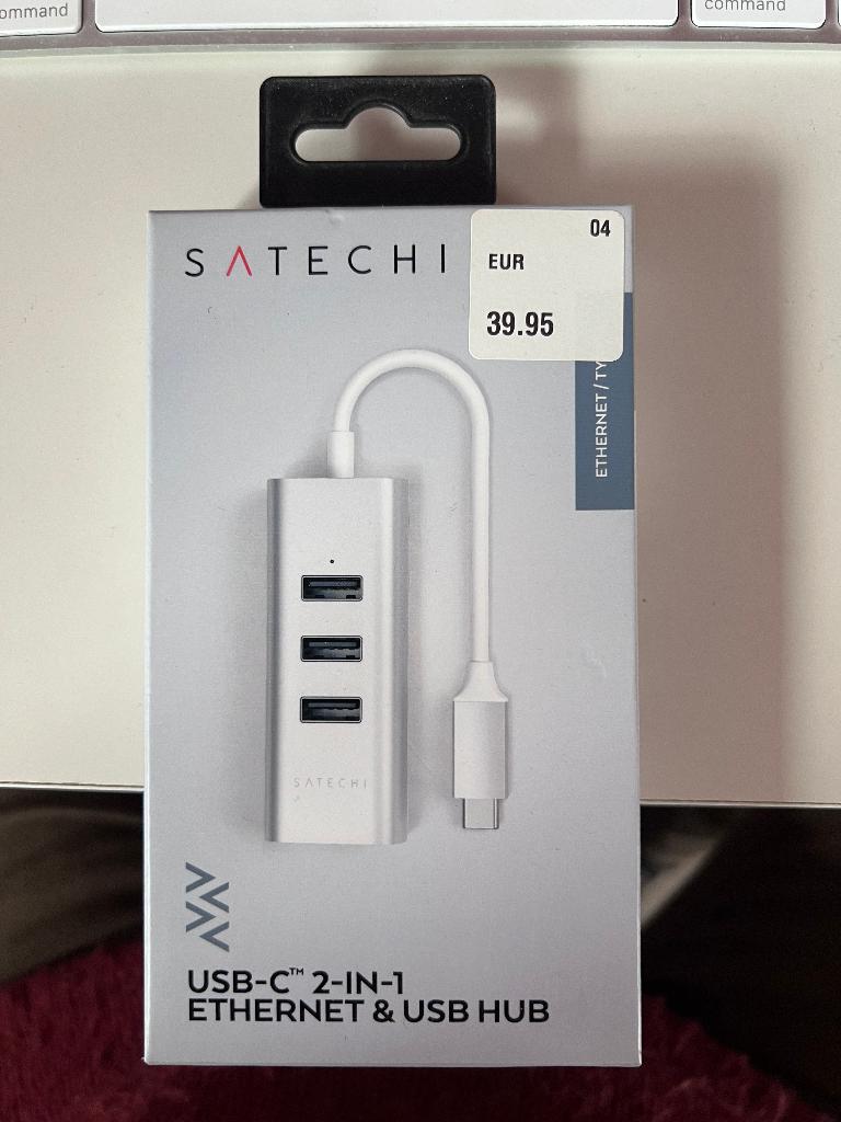 Hub USB-C Satechi (1x Ethernet - 3x USB), Enlèvement ou Envoi, Neuf, Station d'accueil, Satechi