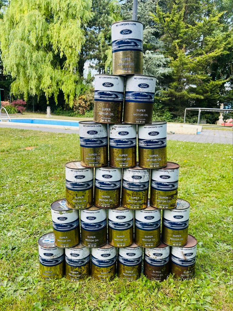 Lot de 21 bidons d’huile olieblik olieblikken Ford oil can, Collections, Marques & Objets publicitaires, Enlèvement ou Envoi