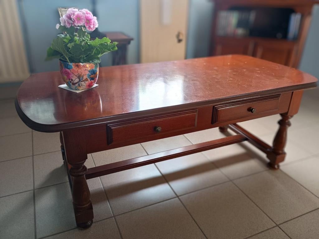 Kerselaar houten salontafel, Ophalen, Gebruikt, 100 tot 150 cm, 50 tot 75 cm