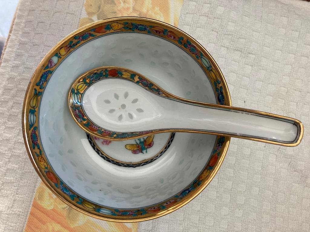 Bols à soupe chinois + cuillères (avec tampon)., Enlèvement ou Envoi, Neuf, Autres matériaux, Autres styles
