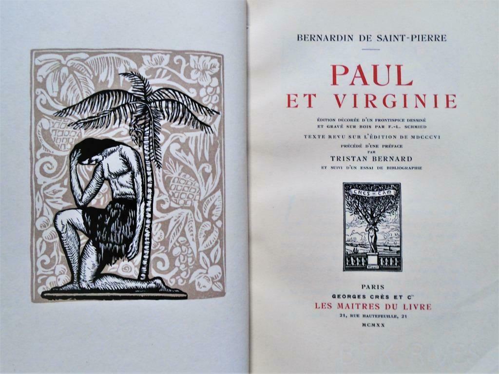 "Paul et Virginie" - 1920 / J.- H. Bernardin de Saint-Pierre, Enlèvement ou Envoi, Jacques-Henri Bernardin de Saint-Pierre (1737-1814)