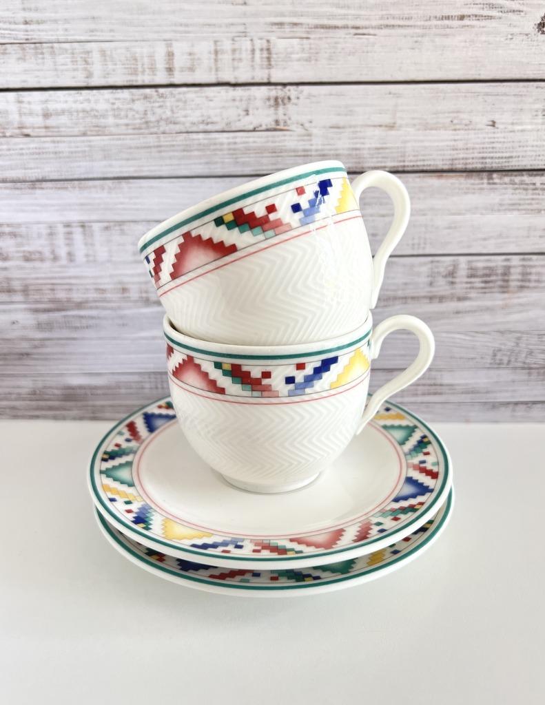 Lot de 2 tasses et sous-tasses Villeroy & Boch Indian Look, Ophalen of Verzenden