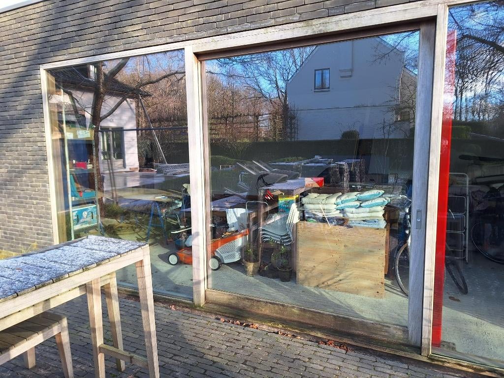 houten schuifraam, Doe-het-zelf en Bouw, Ophalen, Gebruikt, Raamkozijn, Inclusief glas