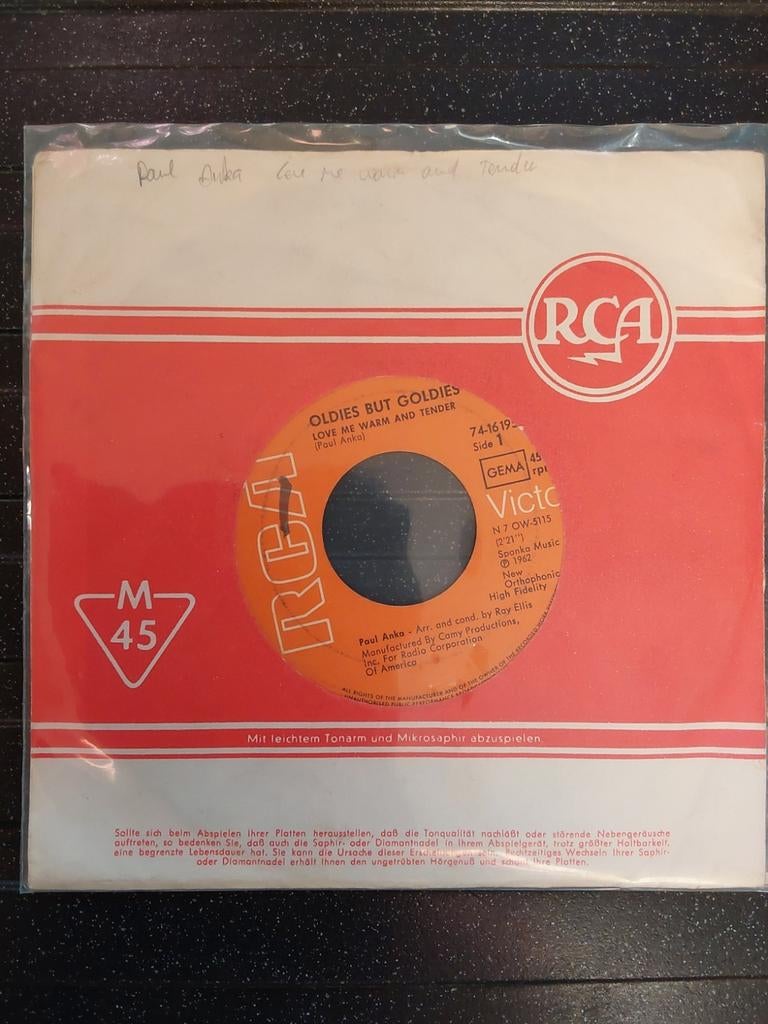 45T Paul Anka - Love me warm and tender, Ophalen of Verzenden, Gebruikt
