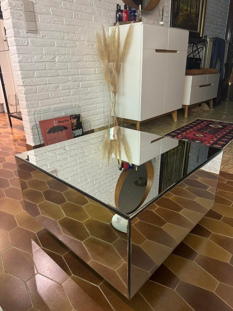 Table en mirroir / Spiegeltafel, Maison & Meubles, Moins de 50 cm, 50 à 100 cm, Carré, Enlèvement