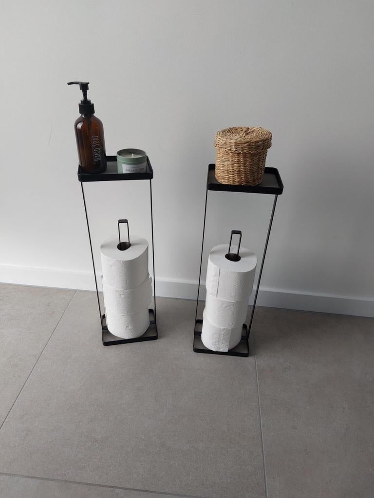 2x zwarte WC rol houder, Enlèvement, Comme neuf, Noir