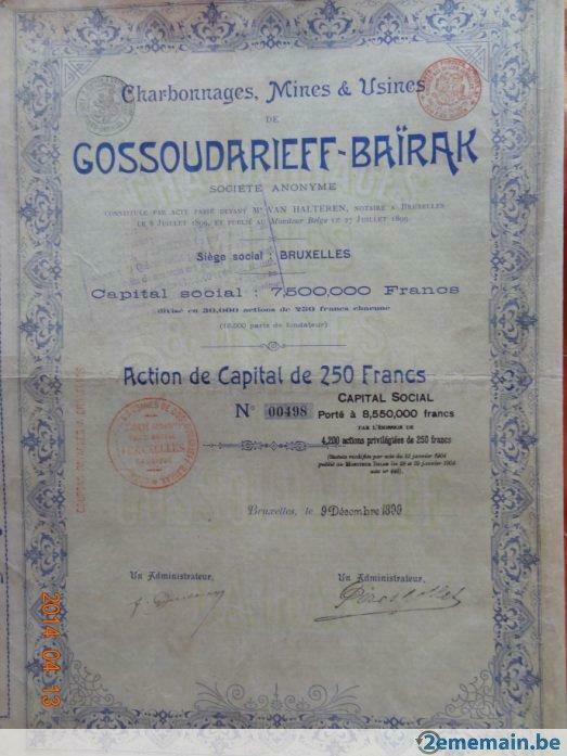Ancien titre boursier RARE, Enlèvement