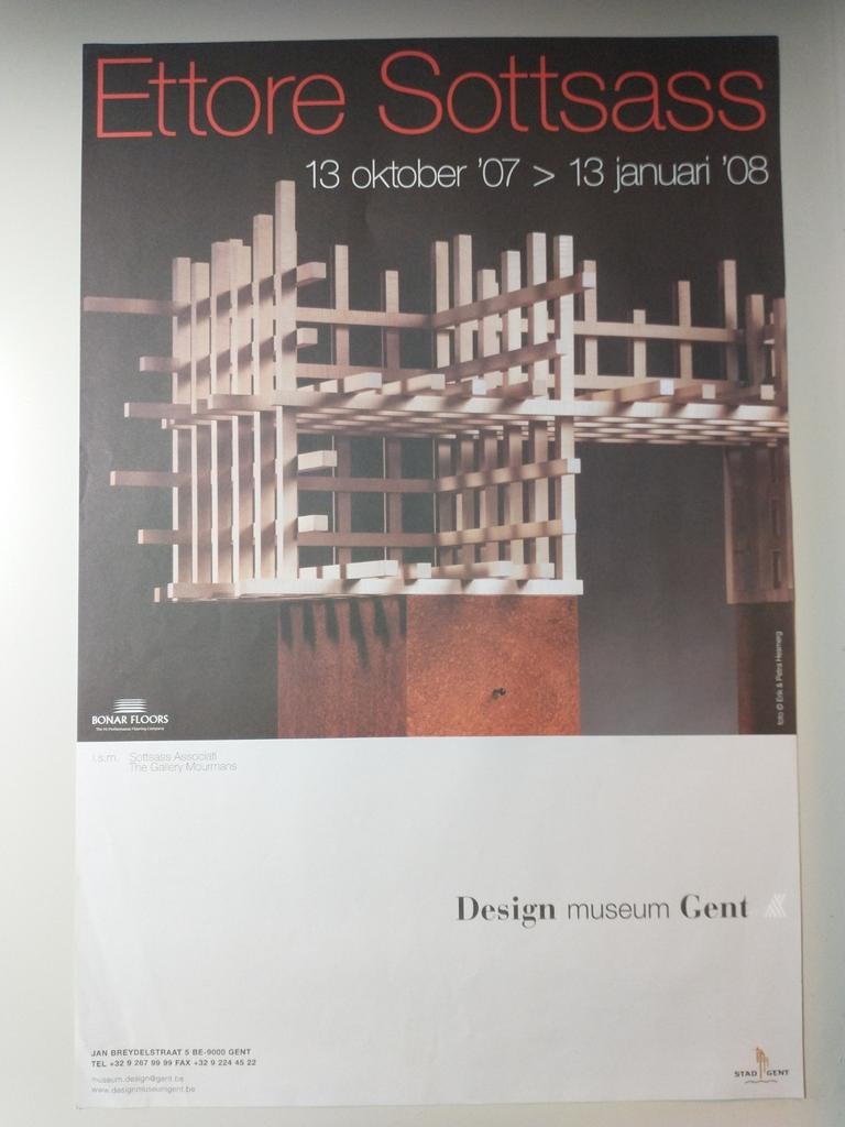 Ettore Sottsass 2007 Design museum Gent affiche, Enlèvement ou Envoi, Utilisé