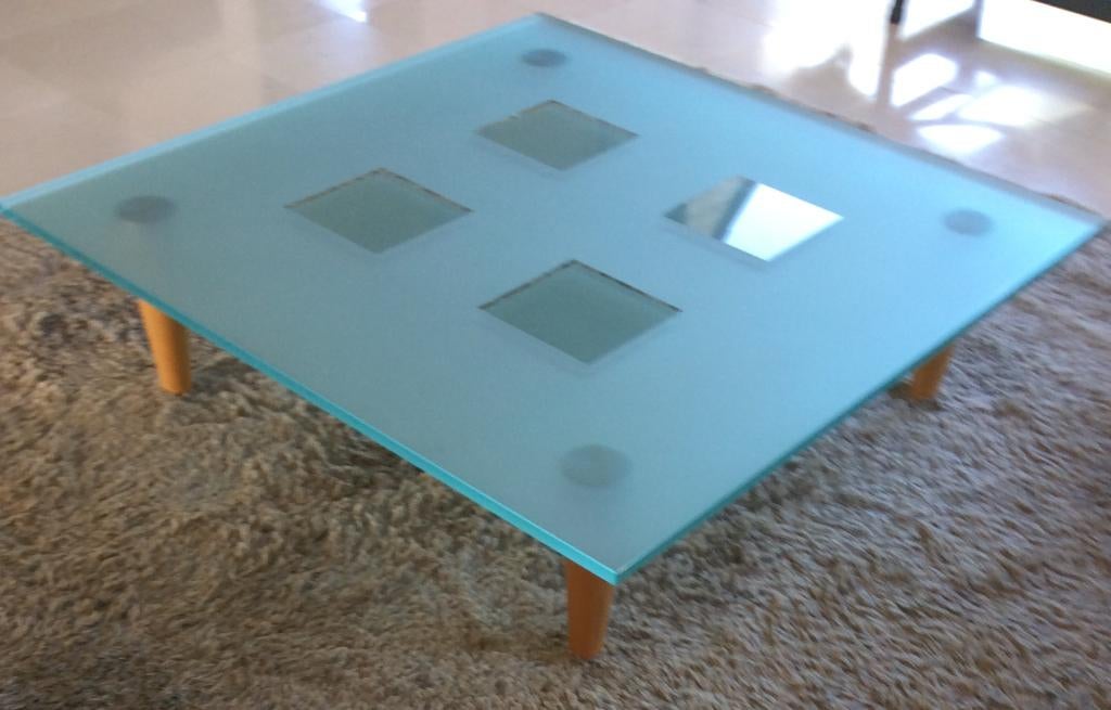 Salontafel glas, Huis en Inrichting, Tafels | Salontafels, Ophalen, Gebruikt, Vierkant, Glas