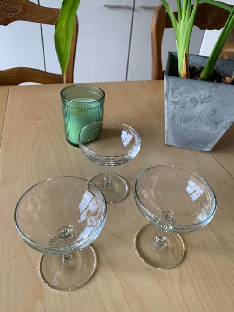 3 coupes à cocktail transparentes, Enlèvement ou Envoi, Comme neuf, Autres types