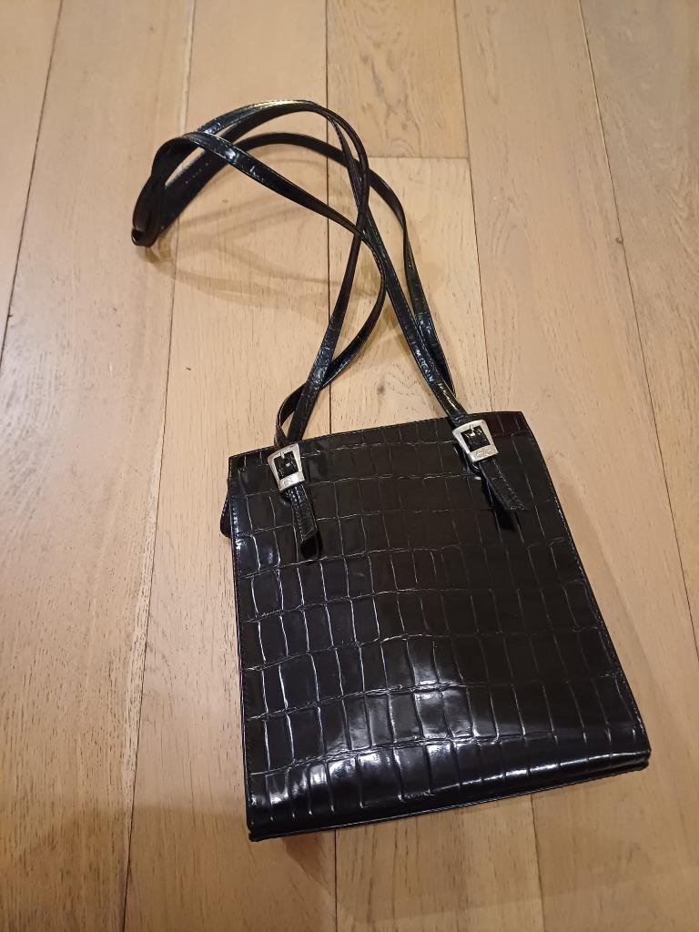Handtas zwart krokodillenleer lederen  leer alberto gozzi, Handtassen en Accessoires, Tassen | Damestassen, Ophalen of Verzenden