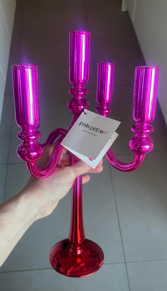 Pols Potten glazen kandelaar luxe design - NIEUW, Enlèvement, Neuf, Rouge, Chandelier