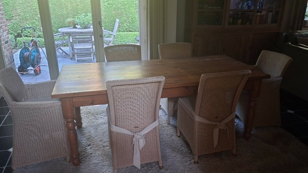 Livingtafel met 6 Vincent Sheppard stoelen te koop!, Huis en Inrichting, Stoelen, Ophalen, Gebruikt, Vijf, Zes of meer stoelen