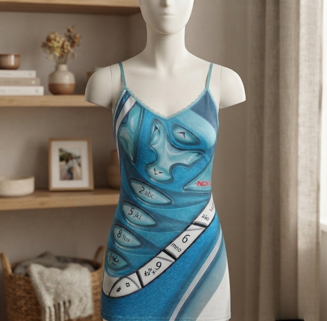 Nokia onderjurk met retro telefoonprint, Kleding | Dames, Jurken, Ophalen of Verzenden, Nieuw, Blauw