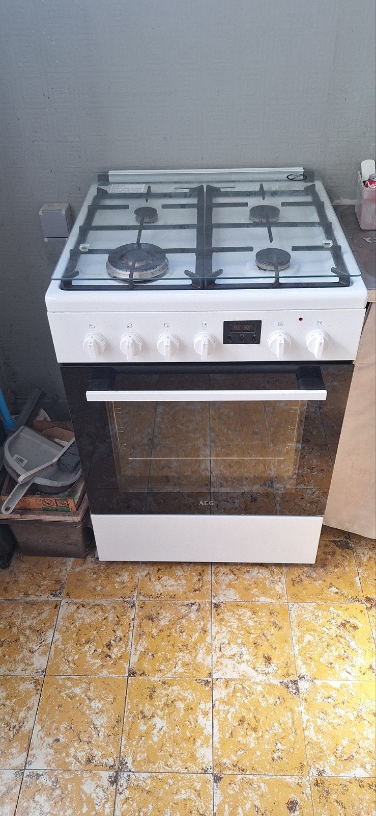 Cuisinière feux gaz - four électrique, Ophalen, Gebruikt, Elektrisch, 4 kookzones