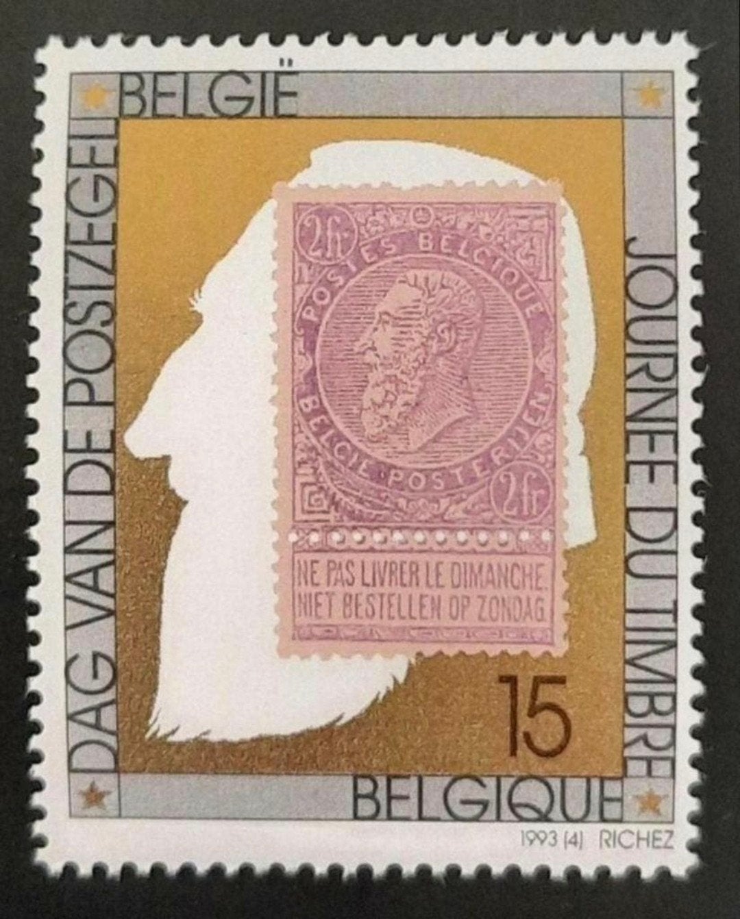 Belgique : OBP 2500 ** Journée du timbre 1993., Sans timbre, Neuf, Enlèvement ou Envoi, Non oblitéré
