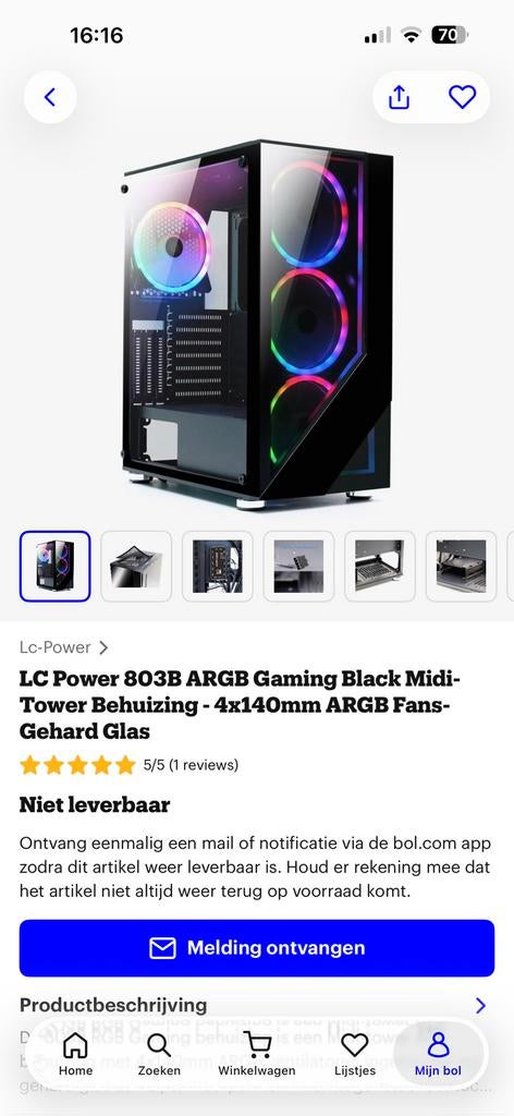 Gamingbehuizing nieuw nooit gebruikt, Computers en Software, Computerbehuizingen, Ophalen, Nieuw