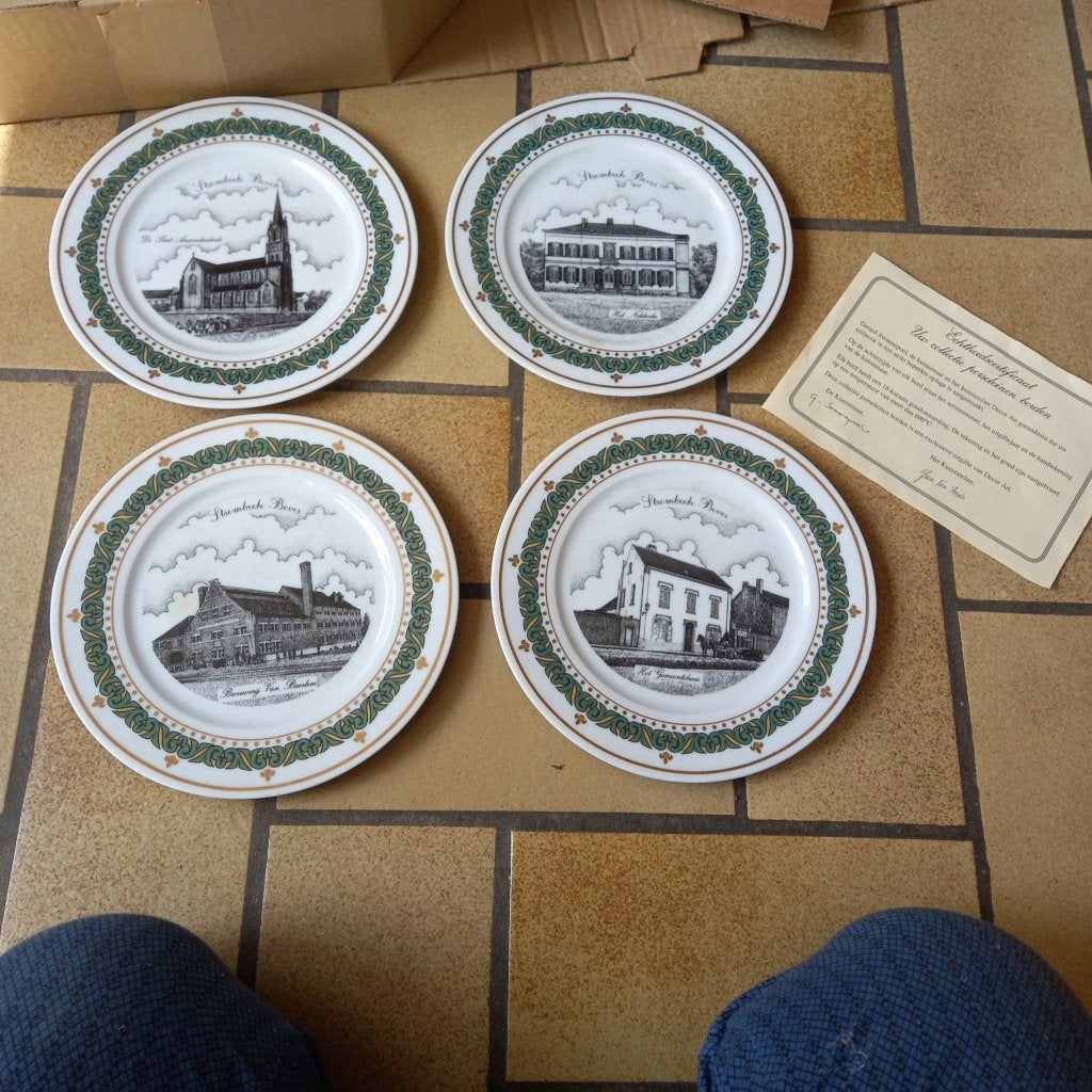 4 porseleinen borden Strombeek-Bever, Antiquités & Art, Antiquités | Porcelaine, Enlèvement